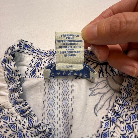 Calypso St. Barth Blue White Seashell Palm Print Cotton Dress Size S - Picture 12 of 16